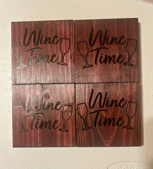 Wood Wine Time Coaster