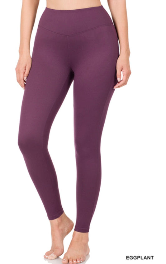Zenana Premium Microfiber Wide Waistband Leggings