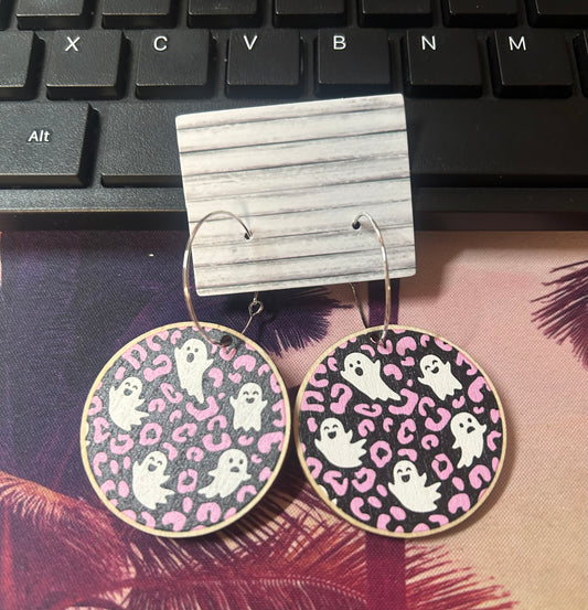 Ghost Animal Print Hoops