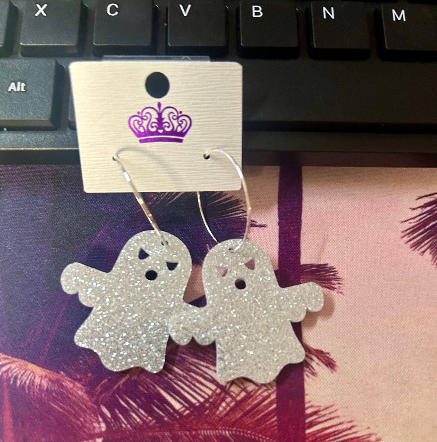 Glitter Ghost Hoops