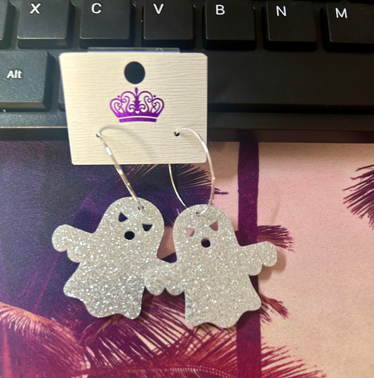 Glitter Ghost Hoops