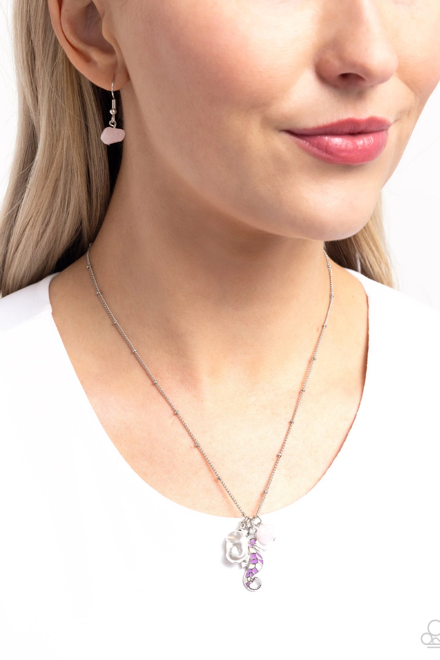 Seahorse Shimmer Necklace-Purple