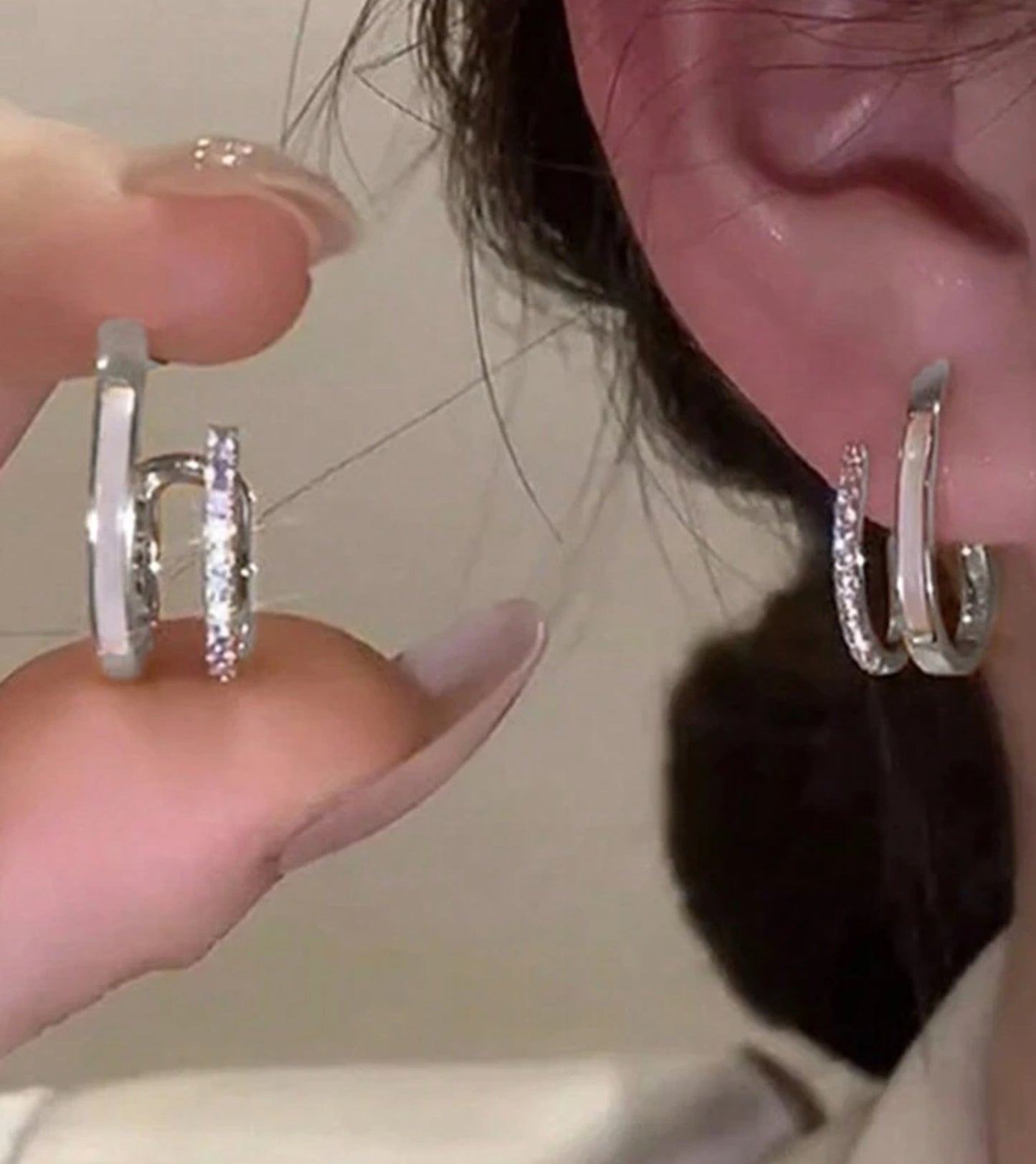 Double Hoop Shell & Rhinestone