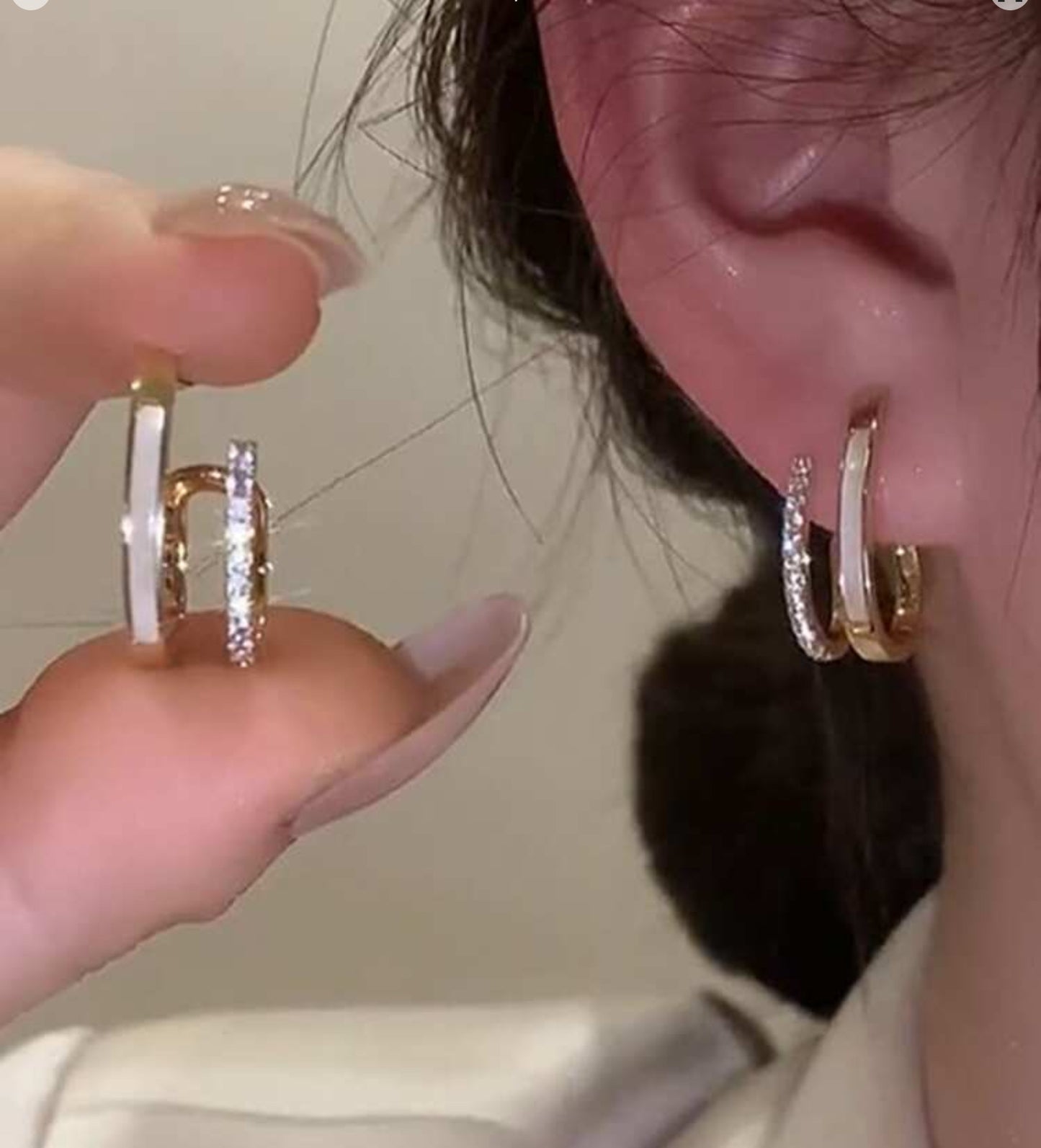Double Hoop Shell & Rhinestone