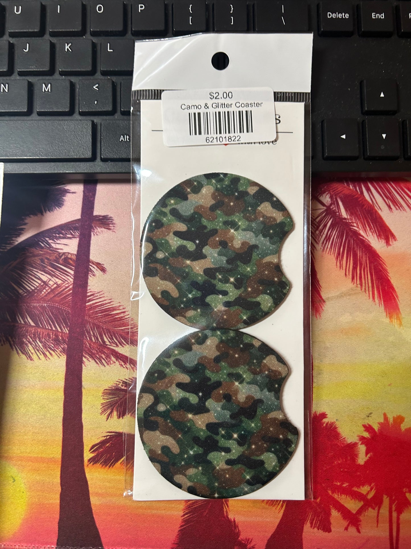 Camo & Glitter Coaster